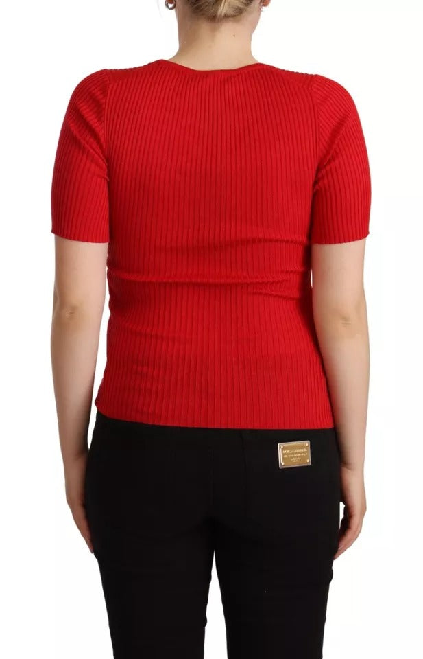 Dolce & Gabbana Red Silk T-shirt Short Sleeve Top Women's Blouse (Pre-Owned)
