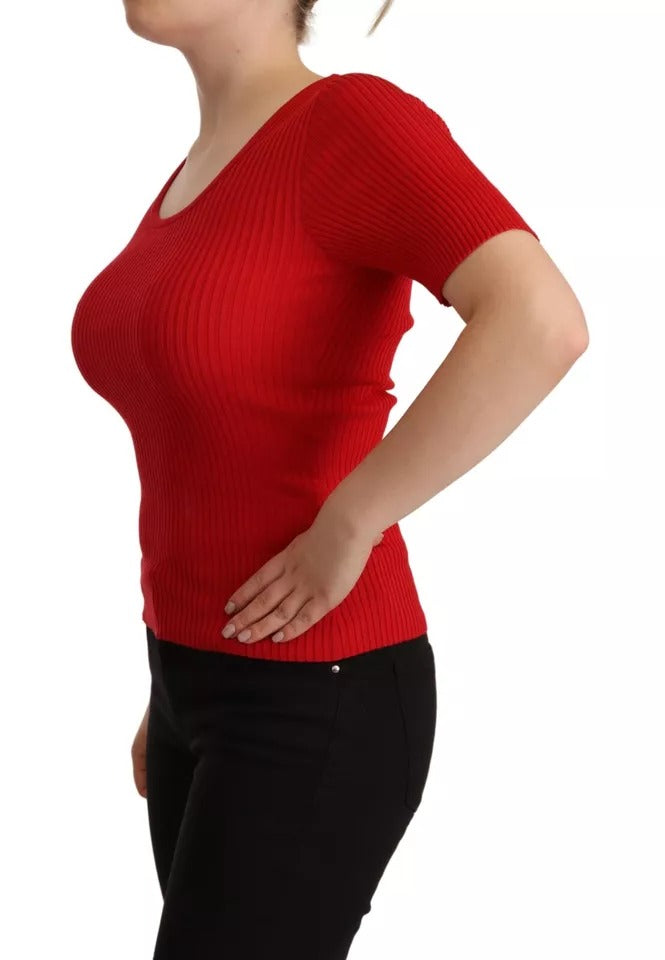 Dolce & Gabbana Red Silk T-shirt Short Sleeve Top Women's Blouse (Pre-Owned)
