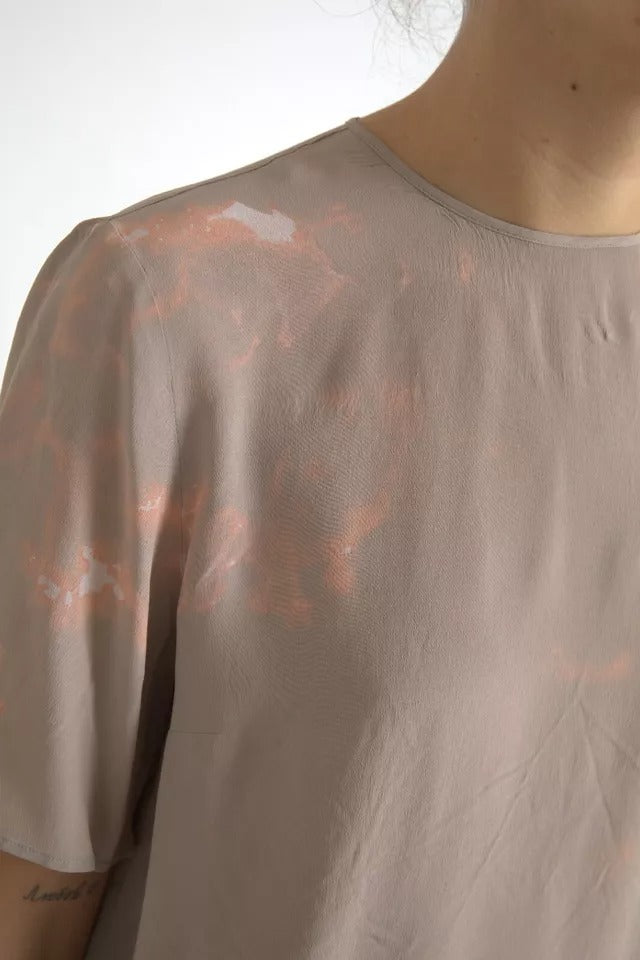 Dolce & Gabbana Brown Round Neck Short Sleeve Blouse Women's Top (Pre-Owned)