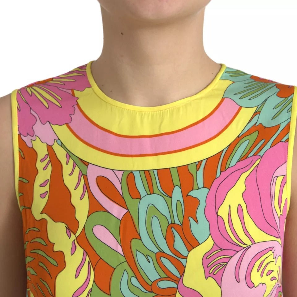 Dolce & Gabbana Multicolor Floral Silk Sleeveless Tank Women's Top (Pre-Owned)