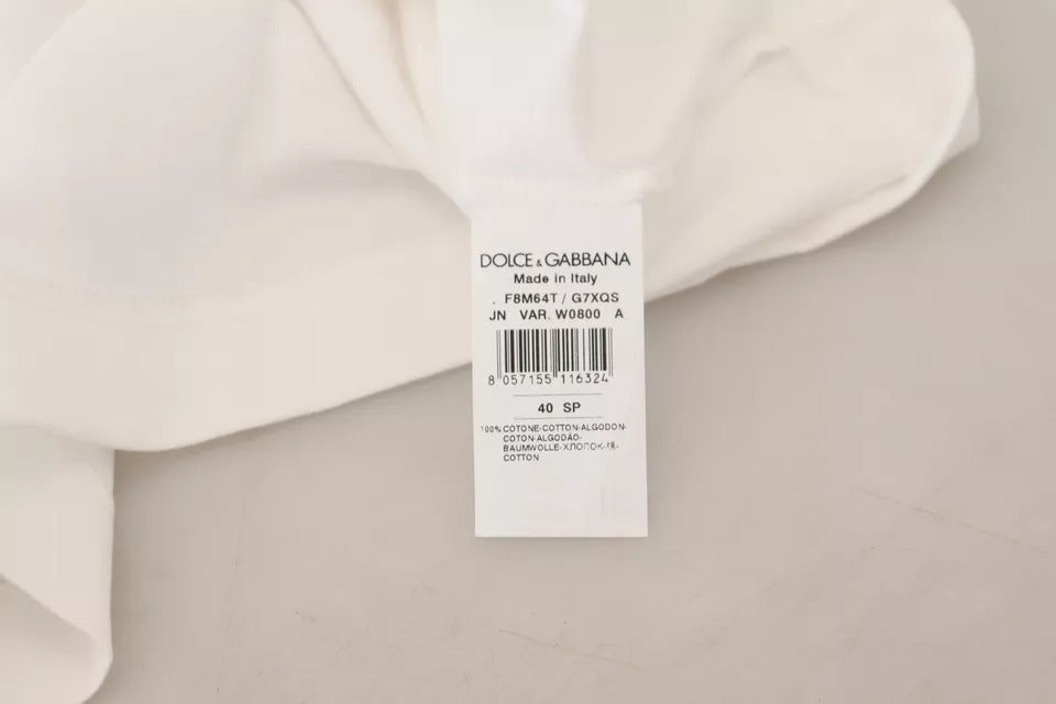 Dolce & Gabbana White Striped Short Sleeves Pullover Women's Top (Pre-Owned)