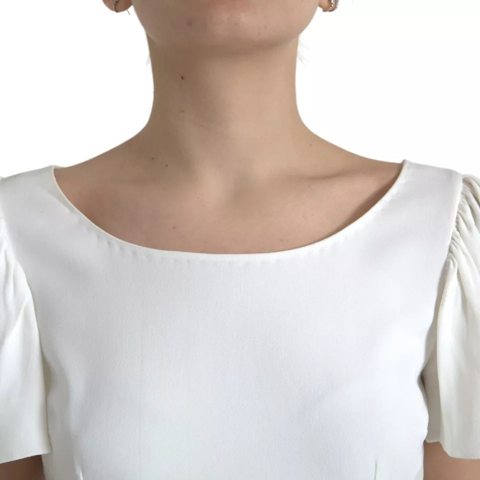 Dolce & Gabbana White Viscose Round Neck Short Sleeves Women's Top (Pre-Owned)