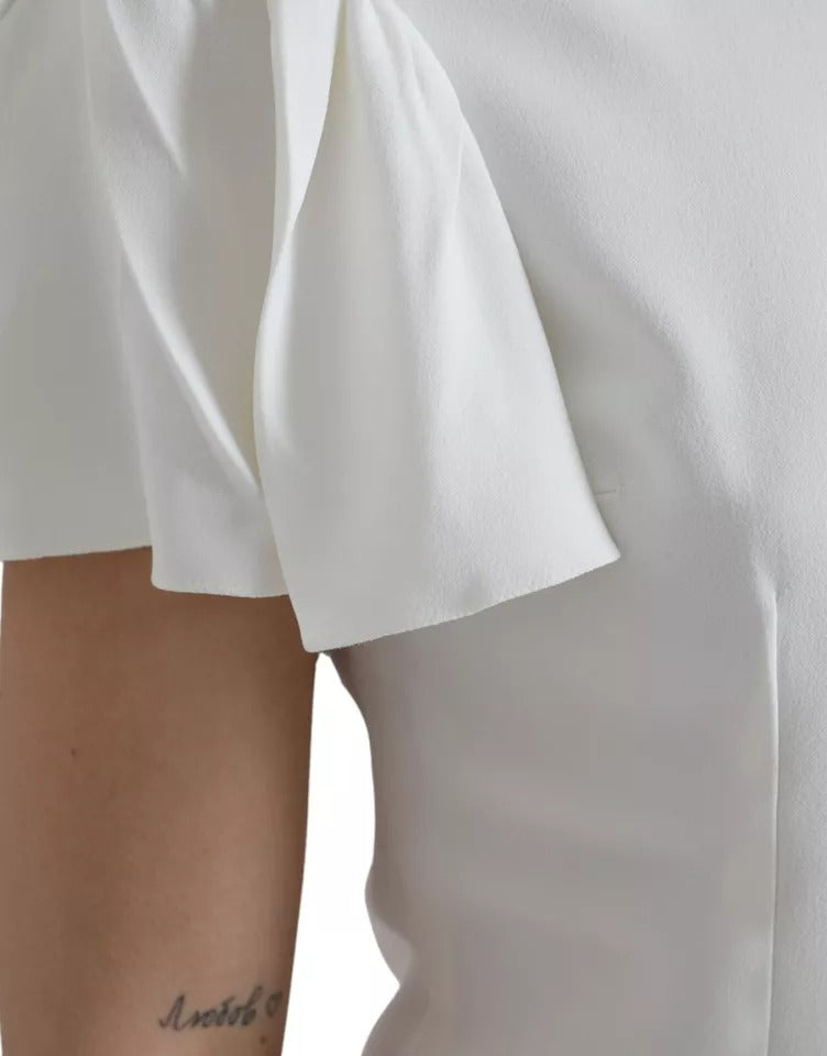 Dolce & Gabbana White Viscose Round Neck Short Sleeves Women's Top (Pre-Owned)