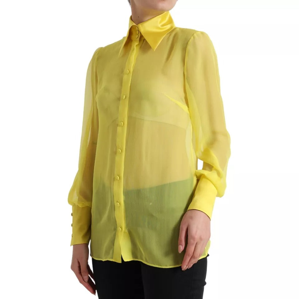 Dolce & Gabbana Yellow Long Sleeve Button Down Blouse Women's Top (Pre-Owned)