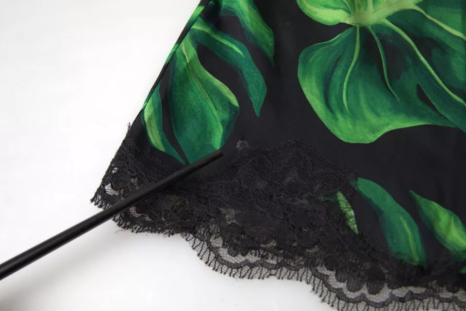 Dolce & Gabbana Black Philodendron Print Silk Camisole Women's Underwear (Pre-Owned)