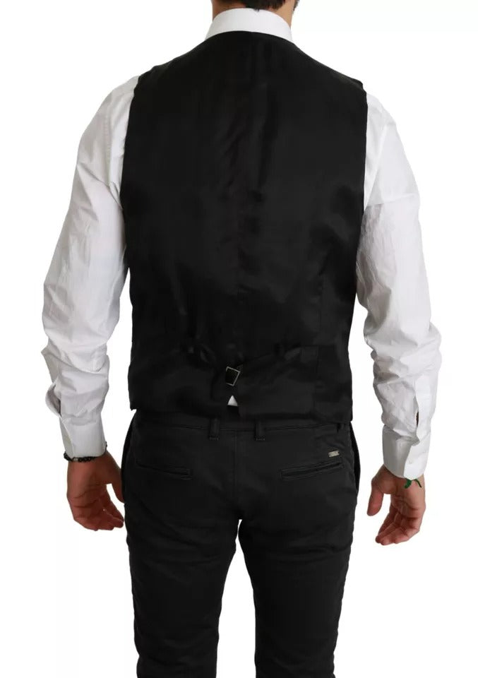 Dolce & Gabbana Black Stretch Waistcoat Formal Dress Wool Men's Vest (Pre-Owned)