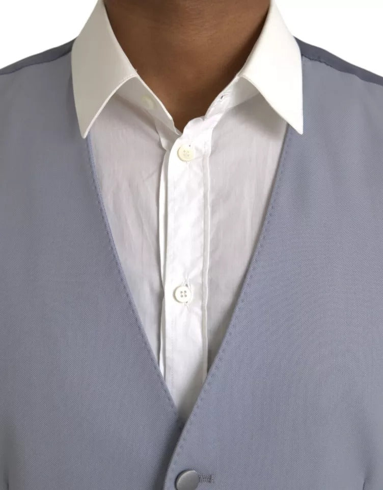 Dolce & Gabbana Light Blue Wool Formal Dress Waistcoat Men's Vest (Pre-Owned)