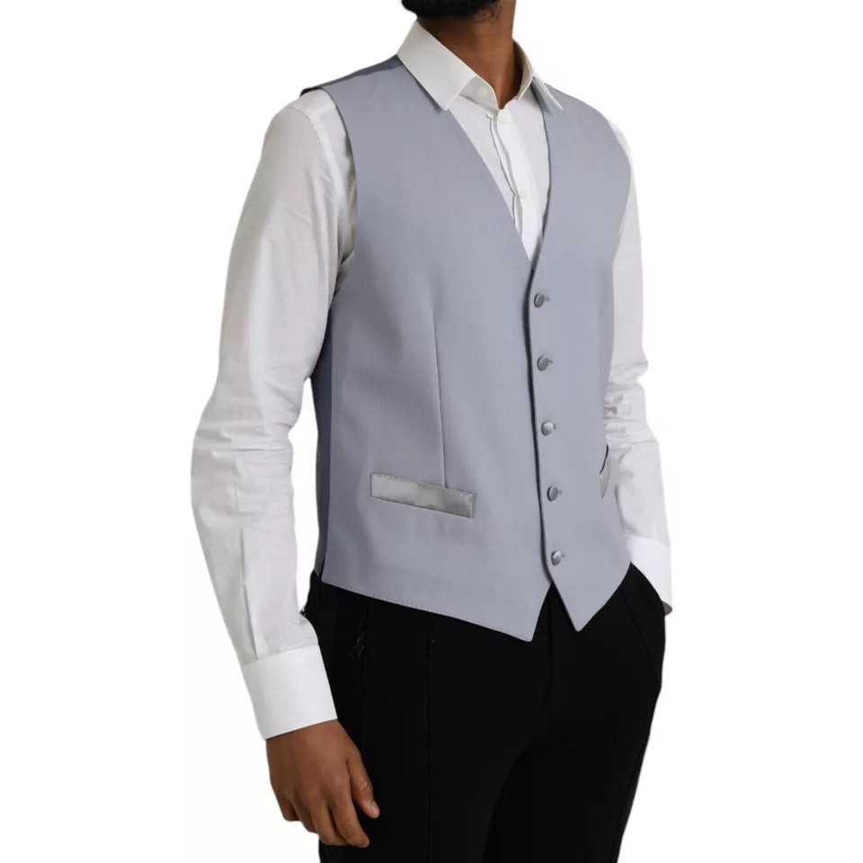 Dolce & Gabbana Light Blue Wool Formal Dress Waistcoat Men's Vest (Pre-Owned)