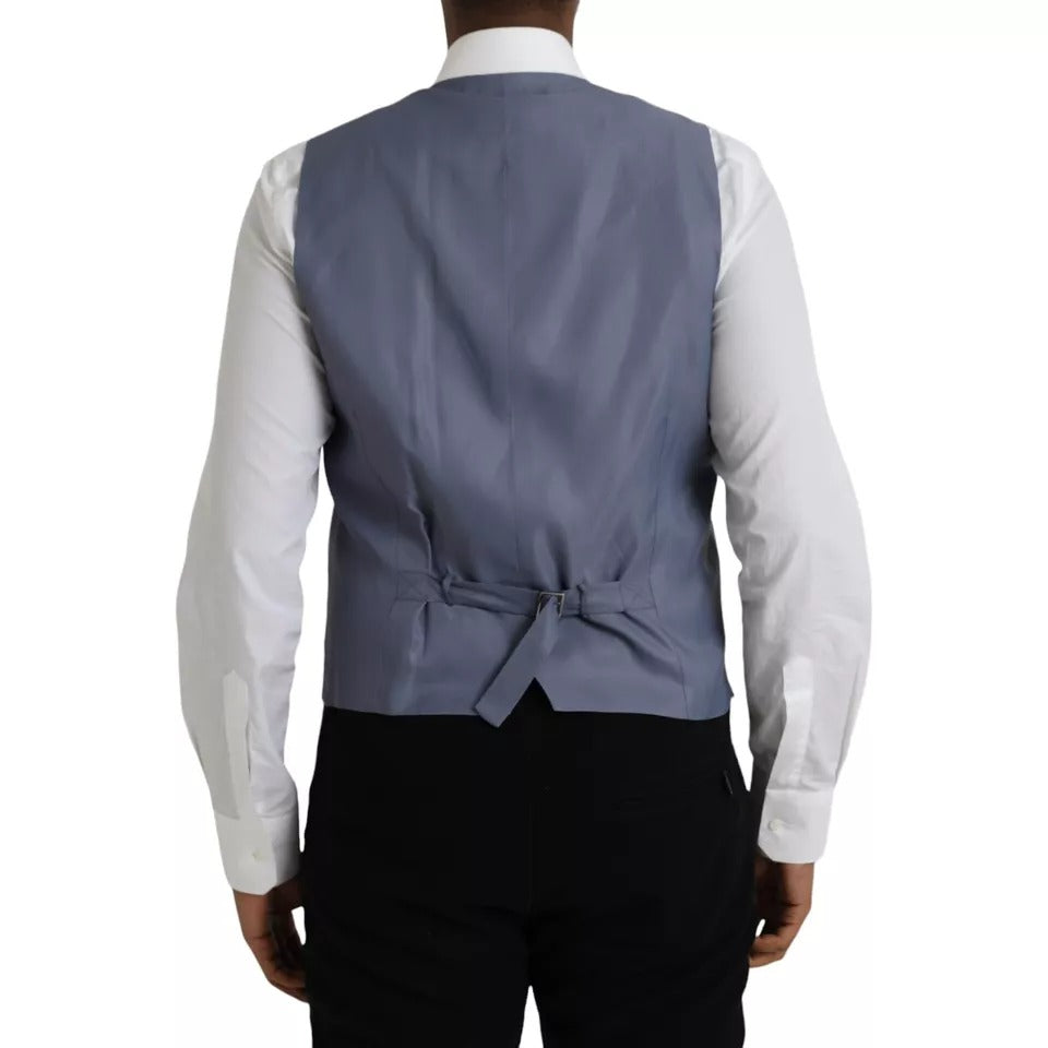 Dolce & Gabbana Light Blue Wool Formal Dress Waistcoat Men's Vest (Pre-Owned)