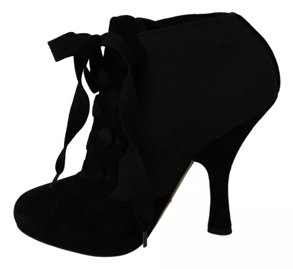 Dolce & Gabbana Black Suede Stretch Ankle Boots Booties Women's Shoes (Pre-Owned)