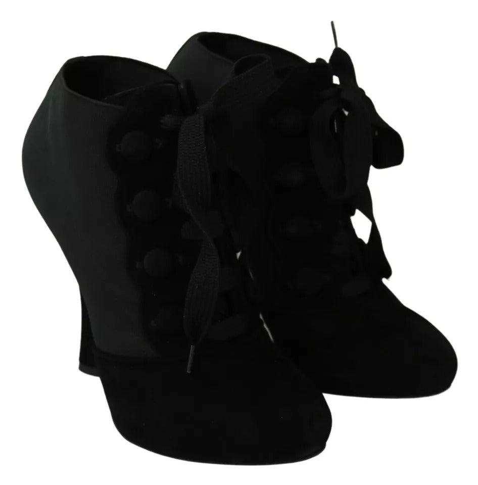 Dolce & Gabbana Black Suede Stretch Ankle Boots Booties Women's Shoes (Pre-Owned)