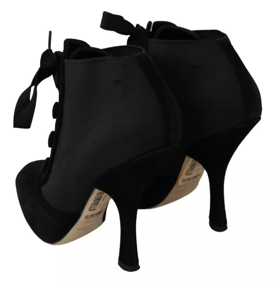 Dolce & Gabbana Black Suede Stretch Ankle Boots Booties Women's Shoes (Pre-Owned)
