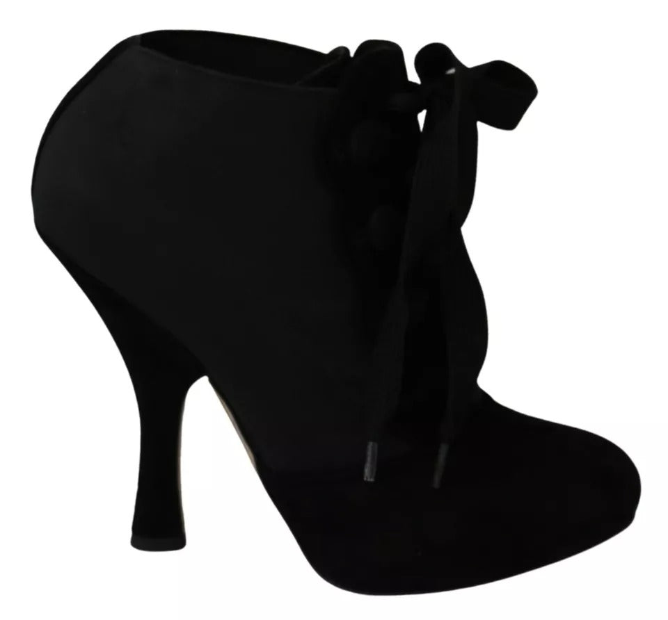 Dolce & Gabbana Black Suede Stretch Ankle Boots Booties Women's Shoes (Pre-Owned)