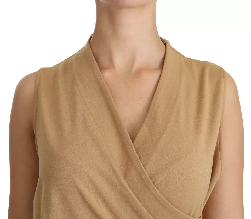 Ralph Lauren Brown V-neck Shift Knee Length Viscose Women's Dress (Pre-Owned)