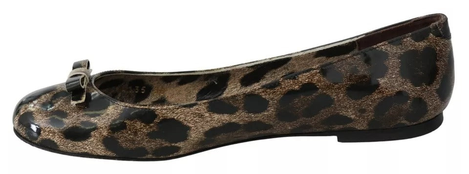 Dolce & Gabbana Brown Leopard Ballerina Flats Leather Women's Shoes (Pre-Owned)