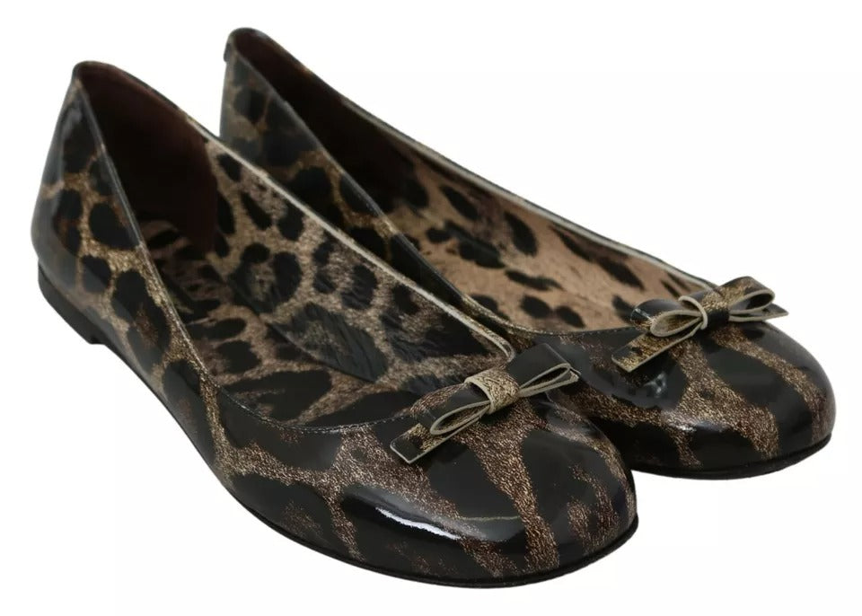 Dolce & Gabbana Brown Leopard Ballerina Flats Leather Women's Shoes (Pre-Owned)