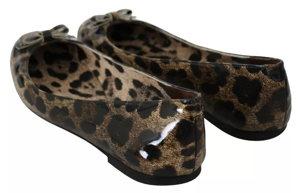 Dolce & Gabbana Brown Leopard Ballerina Flats Leather Women's Shoes (Pre-Owned)