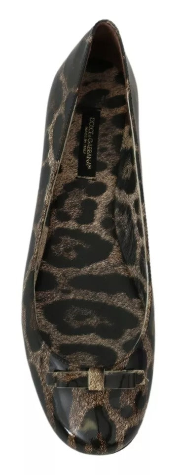 Dolce & Gabbana Brown Leopard Ballerina Flats Leather Women's Shoes (Pre-Owned)