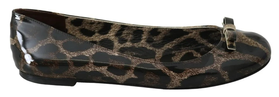 Dolce & Gabbana Brown Leopard Ballerina Flats Leather Women's Shoes (Pre-Owned)