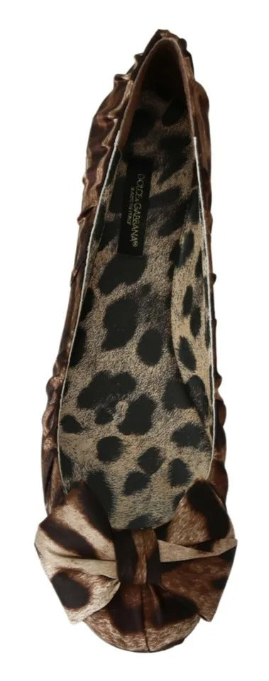 Dolce & Gabbana Brown Leopard Silk Ballerina Flats Women's Shoes (Pre-Owned)