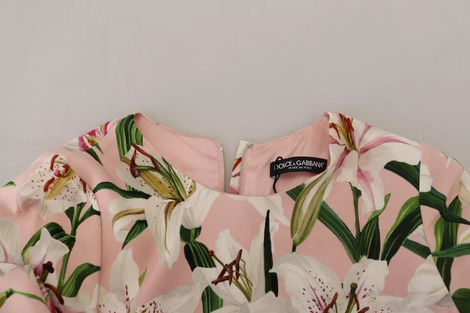 Dolce & Gabbana Pink Lily Viscose Sheath Knee Length Women's Dress (Pre-Owned)