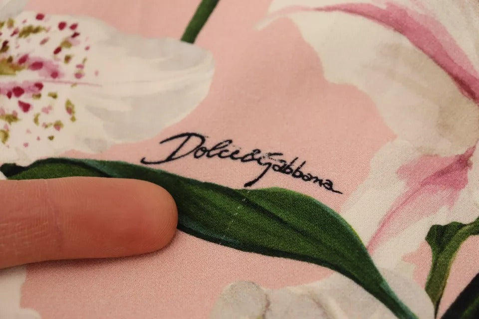 Dolce & Gabbana Pink Lily Viscose Sheath Knee Length Women's Dress (Pre-Owned)