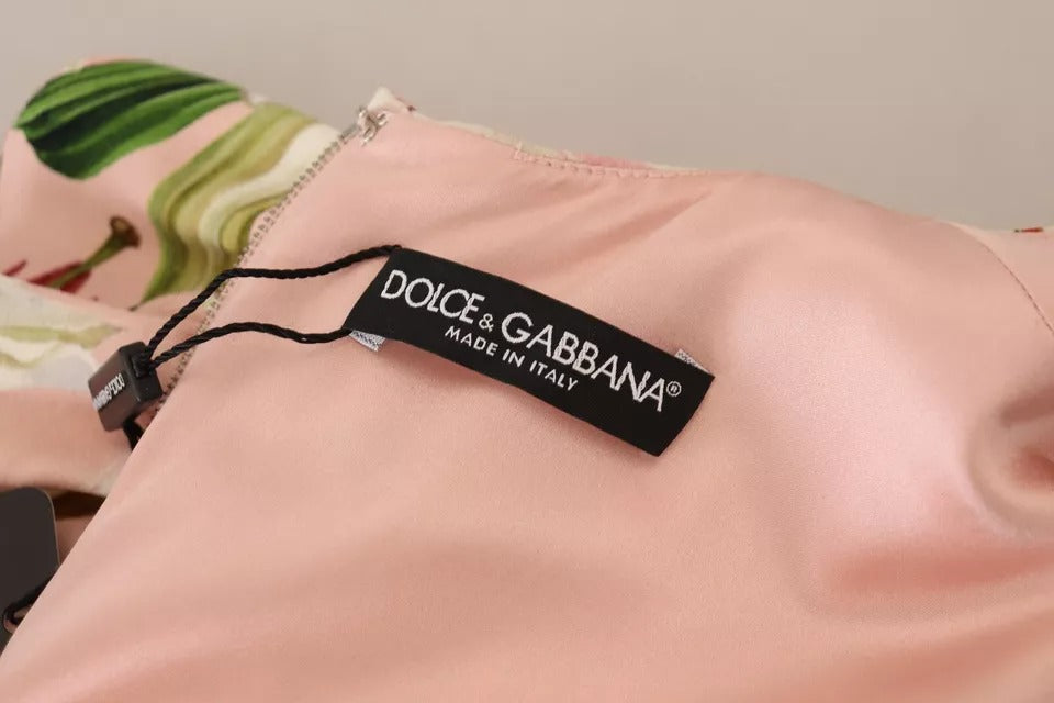 Dolce & Gabbana Pink Lily Viscose Sheath Knee Length Women's Dress (Pre-Owned)
