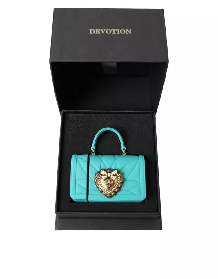 Dolce & Gabbana Turquoise Silicone Devotion Heart Bag Cover Hand Airpods Women's Case (Pre-Owned)