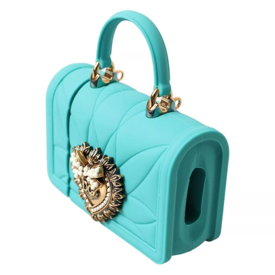 Dolce & Gabbana Turquoise Silicone Devotion Heart Bag Cover Hand Airpods Women's Case (Pre-Owned)