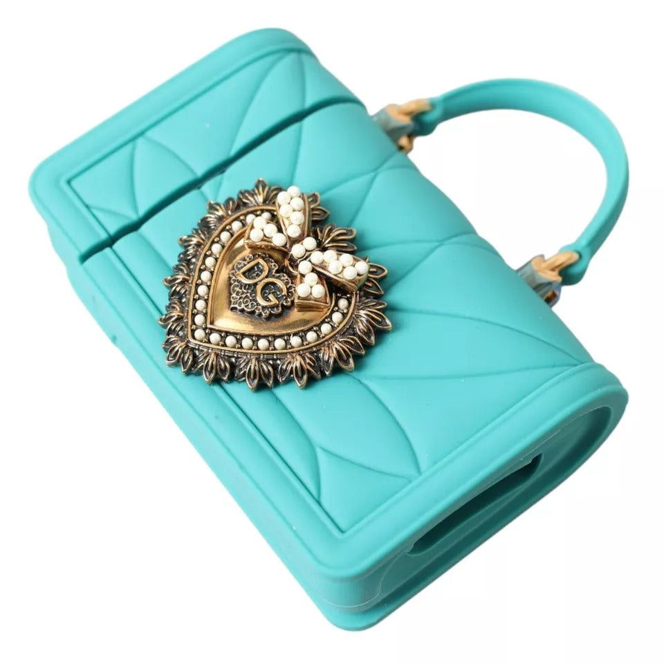 Dolce & Gabbana Turquoise Silicone Devotion Heart Bag Cover Hand Airpods Women's Case (Pre-Owned)