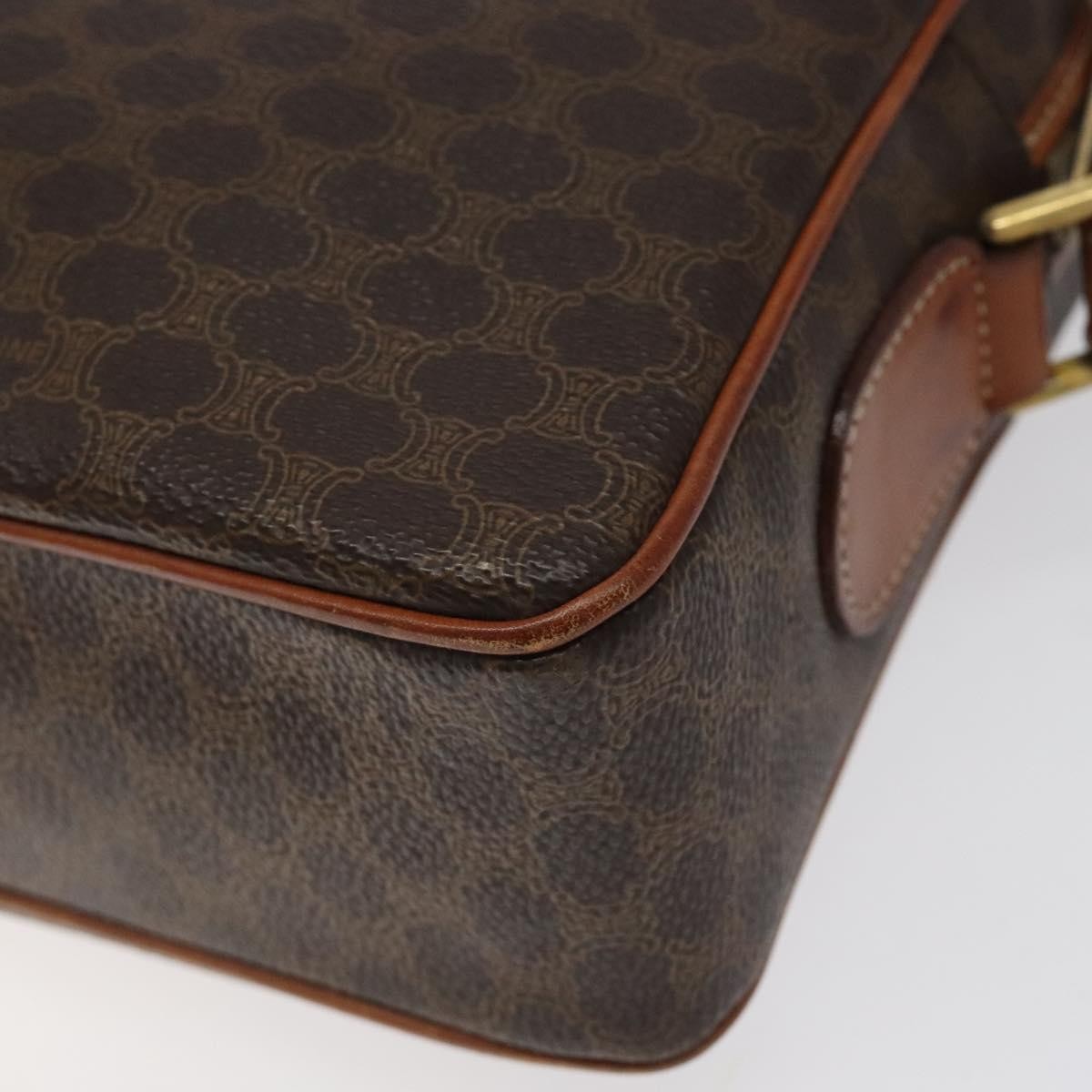 Celine Vintage Macadam Canvas And Leather Brown Canvas Shoulder Bag Bag (Pre-Owned)