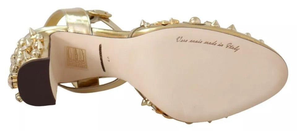 Dolce & Gabbana Gold Studs Vally Slingback Sandals Women's Shoes (Pre-Owned)