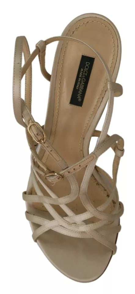 Dolce & Gabbana Gold Silk Ankle Strap Heels Sandals Women's Shoes (Pre-Owned)