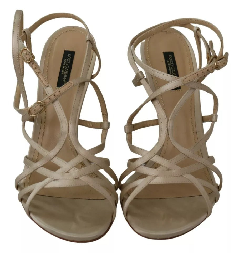 Dolce & Gabbana Gold Silk Ankle Strap Heels Sandals Women's Shoes (Pre-Owned)
