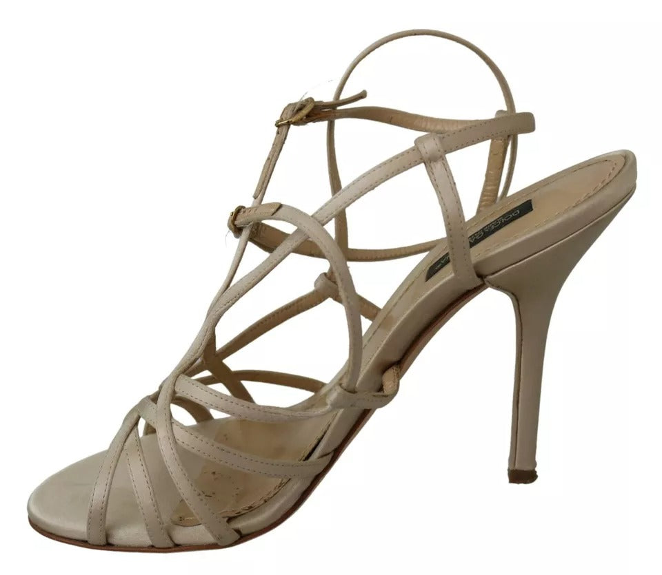Dolce & Gabbana Gold Silk Ankle Strap Heels Sandals Women's Shoes (Pre-Owned)