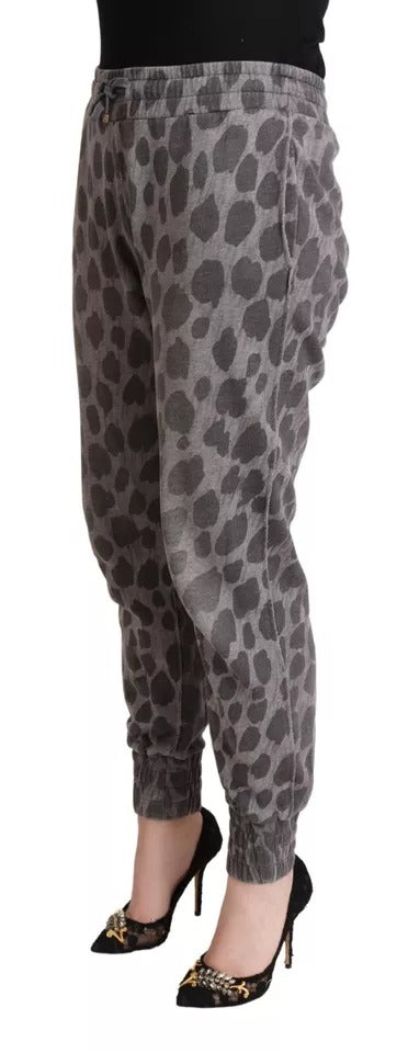Dolce & Gabbana Gray Leopard Print SweatWomen's Jogger Women's Pants (Pre-Owned)