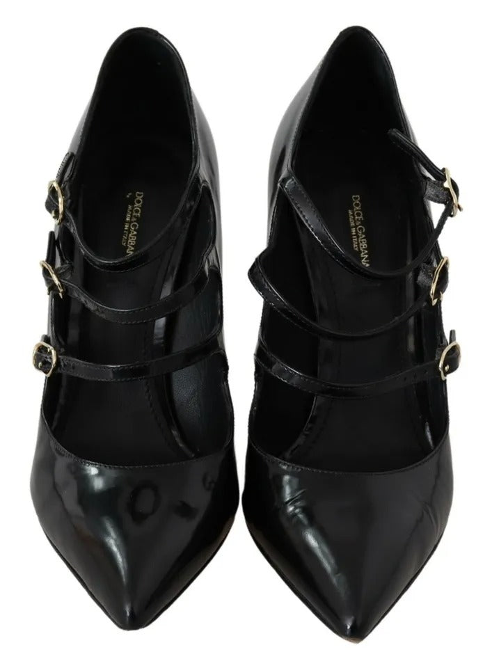 Dolce & Gabbana Black Leather Ankle Strap Heels Pumps Women's Shoes (Pre-Owned)