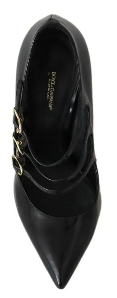 Dolce & Gabbana Black Leather Ankle Strap Heels Pumps Women's Shoes (Pre-Owned)