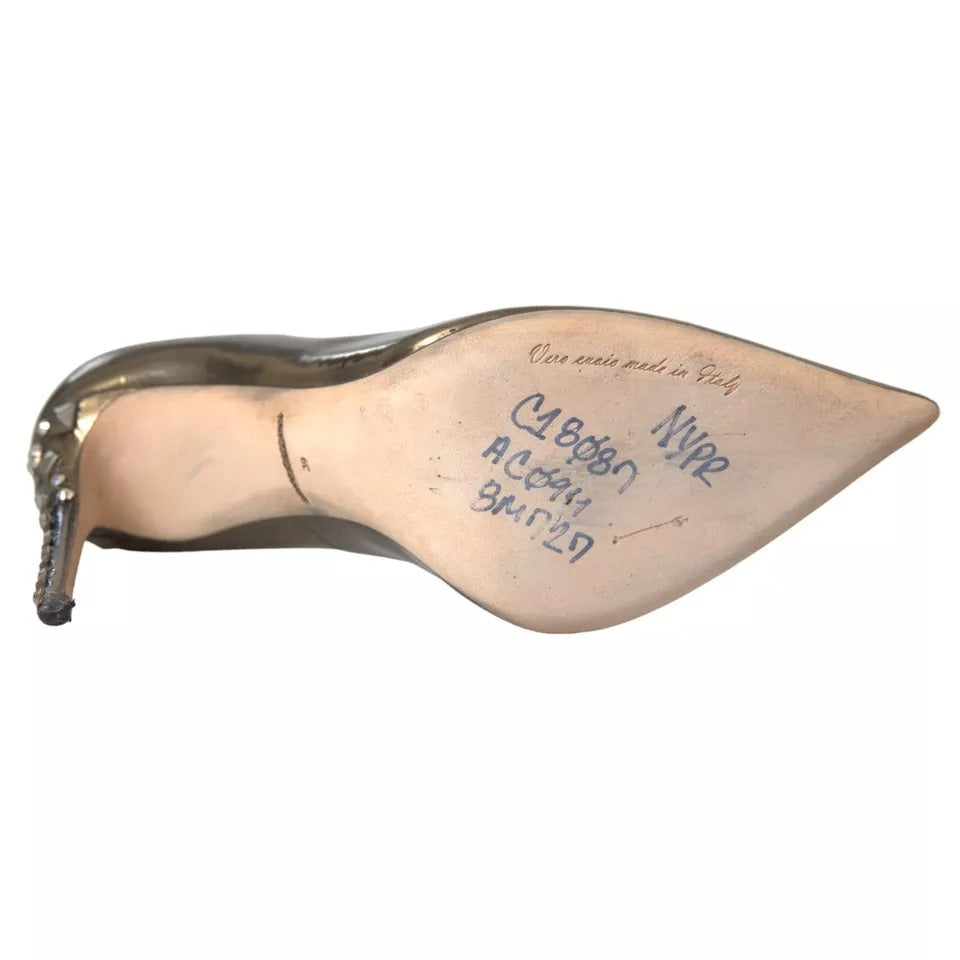 Dolce & Gabbana Bronze Leather Embellished Heels Pumps Women's Shoes (Pre-Owned)