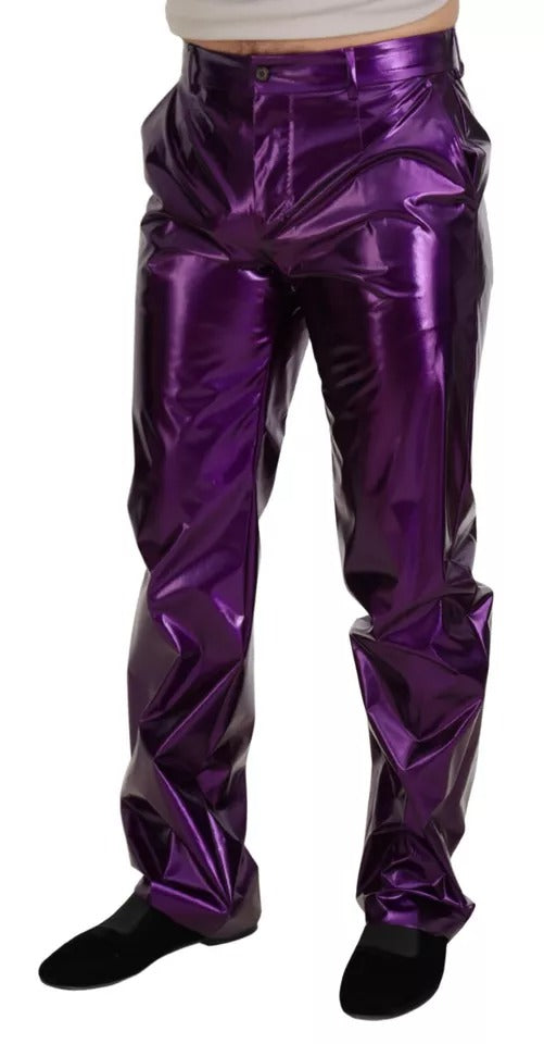 Dolce & Gabbana Purple Shining Men Casual Men's Pants (Pre-Owned)
