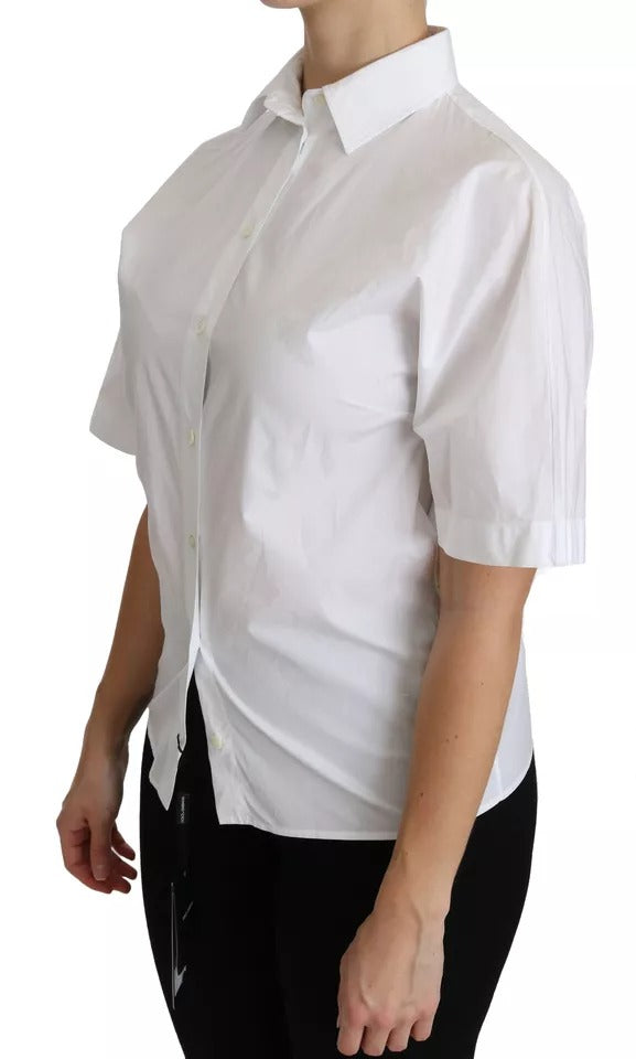 Dolce & Gabbana White Collared Short Sleeve Polo Shirt Women's Top (Pre-Owned)