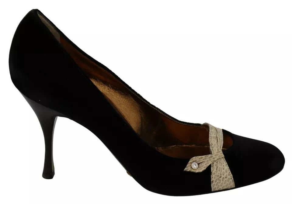 Dolce & Gabbana Black Velvet Ayers High Heels Pumps Women's Shoes (Pre-Owned)