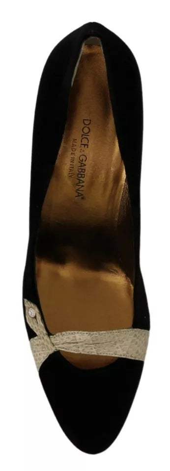 Dolce & Gabbana Black Velvet Ayers High Heels Pumps Women's Shoes (Pre-Owned)