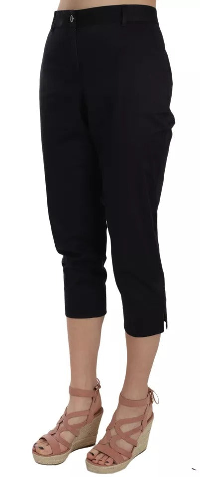 Dolce & Gabbana Black Cotton Cropped Capri Women's Pants (Pre-Owned)