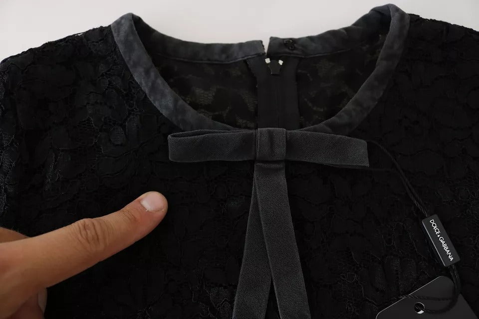 Dolce & Gabbana Black Lace Long Sleeve Blouse Nylon Women's Top (Pre-Owned)