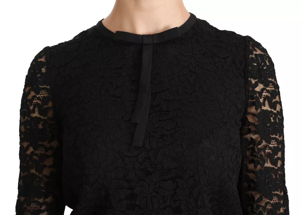 Dolce & Gabbana Black Lace Long Sleeve Blouse Nylon Women's Top (Pre-Owned)