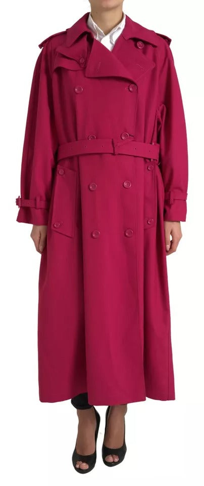 Dolce & Gabbana Dark Pink Double Breasted Trench Coat Women's Jacket