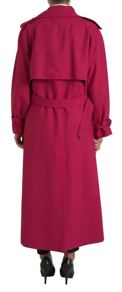 Dolce & Gabbana Dark Pink Double Breasted Trench Coat Women's Jacket