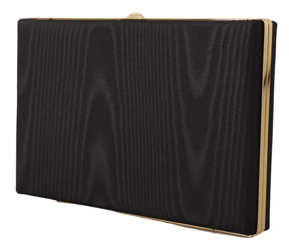 Dolce & Gabbana Black Silk Gold Frame Clutch Evening Party Purse Women's Bag (Pre-Owned)
