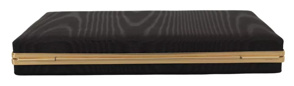 Dolce & Gabbana Black Silk Gold Frame Clutch Evening Party Purse Women's Bag (Pre-Owned)